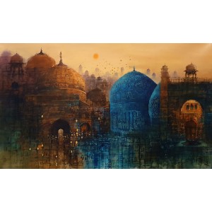 A. Q. Arif, 24 x 42 Inch, Oil on Canvas, Cityscape Painting, AC-AQ-518